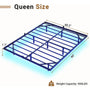 Sikaic Beds & Bed Frames Metal Floating Bed Frame with LED Lights no Headboard Black
