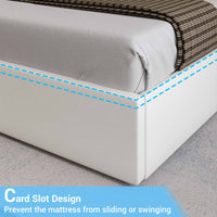 Sikaic Beds & Bed Frames Faux Leather Platform LED Bed Frame with Storage Drawers and USB Ports Adjustable Headboard White