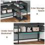 Sikaic L Shaped Reversible LED Gaming Desk with Power Outlets Strip Monitor Shelf Keyboard Tray Pegboard and Storage Shelves Black