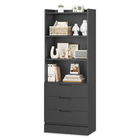 Sikaic Bookcase 73 Inches Versatile Tall Bookcase with 3 Drawers Black Black / Engineered Wood / Modern