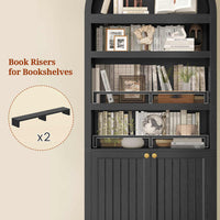 Sikaic Bookcase 81 Inches Tall Arched 6-Tier Bookcase with Door Black Black / Engineered Wood / Modern