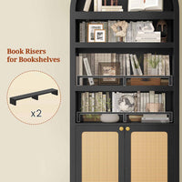 Sikaic Bookcase 81 Inches Tall Arched 6-Tier Bookcase with Door Black Oak Black / Engineered Wood / Modern