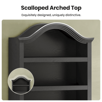 Sikaic Bookcase 82.7" Tall Arched Bookcase with Drawer & Doors Black Black / Engineered Wood / Modern