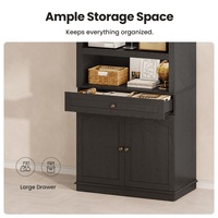 Sikaic Bookcase 82.7" Tall Arched Bookcase with Drawer & Doors Black Black / Engineered Wood / Modern