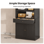 Sikaic Bookcase 82.7" Tall Arched Bookcase with Drawer & Doors Black Black / Engineered Wood / Modern