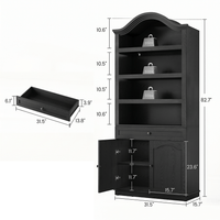 Sikaic Bookcase 82.7" Tall Arched Bookcase with Drawer & Doors Black Black / Engineered Wood / Modern