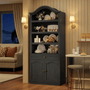 Sikaic Bookcase 82.7" Tall Arched Bookcase with Drawer & Doors Black Black / Engineered Wood / Modern