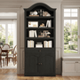 Sikaic Bookcase 82.7" Tall Arched Bookcase with Drawer & Doors Black Black / Engineered Wood / Modern