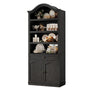 Sikaic Bookcase 82.7" Tall Arched Bookcase with Drawer & Doors Black Black / Engineered Wood / Modern
