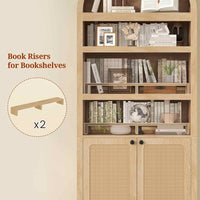 Sikaic Bookcase 81 Inches Tall Arched 6-Tier Bookcase with Door Oak Oak Beige / Engineered Wood / Modern
