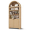 Sikaic Bookcase 81 Inches Tall Arched 6-Tier Bookcase with Door Oak Oak Beige / Engineered Wood / Modern
