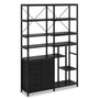 Sikaic Bookshelf 7-Tier Industrial Convertible Bookshelf with 6 Fabric Drawers Black Black / Engineered Wood / Industrial