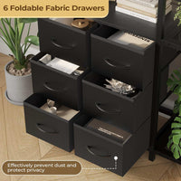 Sikaic Bookshelf 7-Tier Industrial Convertible Bookshelf with 6 Fabric Drawers Black Black / Engineered Wood / Industrial