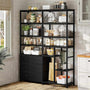 Sikaic Bookshelf 7-Tier Industrial Convertible Bookshelf with 6 Fabric Drawers Black Black / Engineered Wood / Industrial