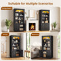 Sikaic Bookshelf Sikaic Arch Bookshelf with LED Cabinets and Adjustable Shelves Matte Black Black / Engineered Wood / Modern
