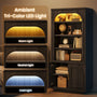Sikaic Bookshelf Sikaic Arch Bookshelf with LED Cabinets and Adjustable Shelves Matte Black Black / Engineered Wood / Modern