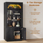Sikaic Bookshelf Sikaic Arch Bookshelf with LED Cabinets and Adjustable Shelves Matte Black Black / Engineered Wood / Modern