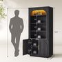 Sikaic Bookshelf Sikaic Arch Bookshelf with LED Cabinets and Adjustable Shelves Matte Black Black / Engineered Wood / Modern