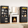 Sikaic Bookshelf Sikaic Arch Bookshelf with LED Cabinets and Adjustable Shelves Matte Black Black / Engineered Wood / Modern