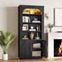 Sikaic Bookshelf Sikaic Arch Bookshelf with LED Cabinets and Adjustable Shelves Matte Black Black / Engineered Wood / Modern