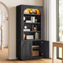 Sikaic Bookshelf Sikaic Arch Bookshelf with LED Cabinets and Adjustable Shelves Matte Black Black / Engineered Wood / Modern