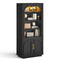 Sikaic Bookshelf Sikaic Arch Bookshelf with LED Cabinets and Adjustable Shelves Matte Black Black / Engineered Wood / Modern