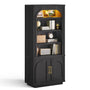 Sikaic Bookshelf Sikaic Arch Bookshelf with LED Cabinets and Adjustable Shelves Matte Black Black / Engineered Wood / Modern