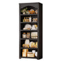 Sikaic Bookshelf 80.9 inch Tall Arched 6-Tier Bookshelf with Roman Column Design Black Black / Engineered Wood / Vintage