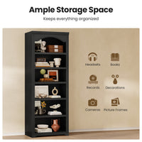 Sikaic Bookshelf 80.9 inch Tall Arched 6-Tier Bookshelf with Roman Column Design Black Black / Engineered Wood / Vintage