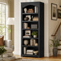 Sikaic Bookshelf 80.9 inch Tall Arched 6-Tier Bookshelf with Roman Column Design Black Black / Engineered Wood / Vintage