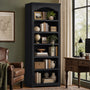 Sikaic Bookshelf 80.9 inch Tall Arched 6-Tier Bookshelf with Roman Column Design Black Black / Engineered Wood / Vintage