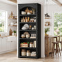 Sikaic Bookshelf 80.9 inch Tall Arched 6-Tier Bookshelf with Roman Column Design Black Black / Engineered Wood / Vintage