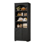 Sikaic Bookshelf 81 inch Tall Arched 6-Tier Bookshelf with Cabinet Door & Adjustable Shelves Black Black / Engineered Wood / Vintage