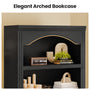 Sikaic Bookshelf 81 inch Tall Arched 6-Tier Bookshelf with Cabinet Door & Adjustable Shelves Black Black / Engineered Wood / Vintage