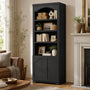 Sikaic Bookshelf 81 inch Tall Arched 6-Tier Bookshelf with Cabinet Door & Adjustable Shelves Black Black / Engineered Wood / Vintage