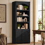 Sikaic Bookshelf 81 inch Tall Arched 6-Tier Bookshelf with Cabinet Door & Adjustable Shelves Black Black / Engineered Wood / Vintage