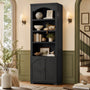 Sikaic Bookshelf 81 inch Tall Arched 6-Tier Bookshelf with Cabinet Door & Adjustable Shelves Black Black / Engineered Wood / Vintage