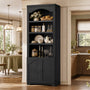 Sikaic Bookshelf 81 inch Tall Arched 6-Tier Bookshelf with Cabinet Door & Adjustable Shelves Black Black / Engineered Wood / Vintage