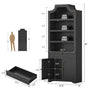 Sikaic Bookshelf 81 inch Tall Arched 7-Tier Bookcase with Drawer & Doors Black Black / Engineered Wood / Vintage