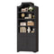 Sikaic Bookshelf 81 inch Tall Arched 7-Tier Bookcase with Drawer & Doors Black Black / Engineered Wood / Vintage
