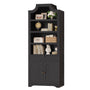 Sikaic Bookshelf 81 inch Tall Arched 7-Tier Bookcase with Drawer & Doors Black Black / Engineered Wood / Vintage