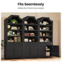 Sikaic Bookshelf 81 inch Tall Arched 7-Tier Bookcase with Drawer & Doors Black Black / Engineered Wood / Vintage