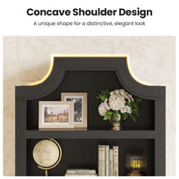 Sikaic Bookshelf 81 inch Tall Arched 7-Tier Bookcase with Drawer & Doors Black Black / Engineered Wood / Vintage