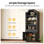 Sikaic Bookshelf 81 inch Tall Arched 7-Tier Bookcase with Drawer & Doors Black Black / Engineered Wood / Vintage