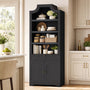 Sikaic Bookshelf 81 inch Tall Arched 7-Tier Bookcase with Drawer & Doors Black Black / Engineered Wood / Vintage