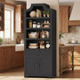 Sikaic Bookshelf 81 inch Tall Arched 7-Tier Bookcase with Drawer & Doors Black Black / Engineered Wood / Vintage