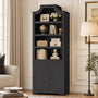 Sikaic Bookshelf 81 inch Tall Arched 7-Tier Bookcase with Drawer & Doors Black Black / Engineered Wood / Vintage
