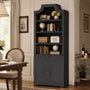 Sikaic Bookshelf 81 inch Tall Arched 7-Tier Bookcase with Drawer & Doors Black Black / Engineered Wood / Vintage