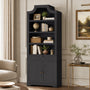 Sikaic Bookshelf 81 inch Tall Arched 7-Tier Bookcase with Drawer & Doors Black Black / Engineered Wood / Vintage