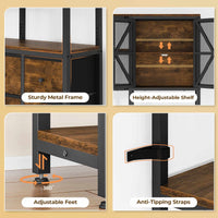 Sikaic Bookshelf 6 Tier Industrial Convertible L Shaped Corner Bookshelf with 6 Fabric Drawers Rustic Brown Brown / Engineered Wood / Modern